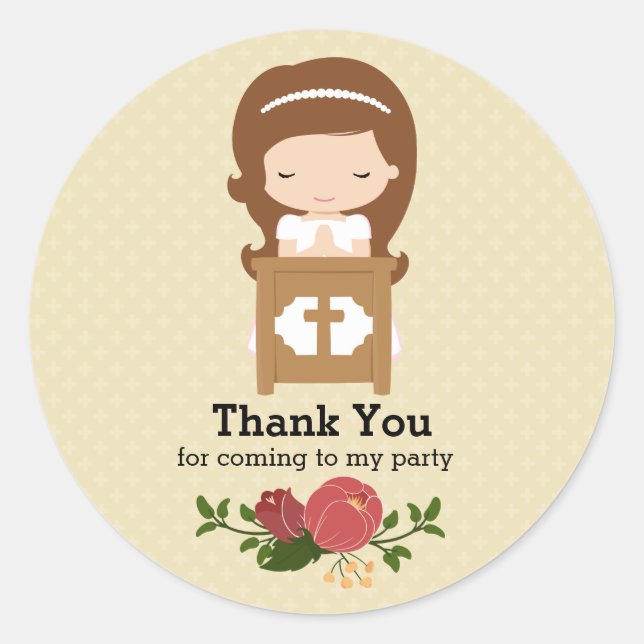 First Holy Communion * choose background colour Classic Round Sticker (Front)