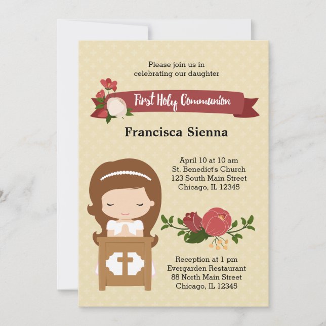 First Holy Communion * choose background colour Invitation (Front)