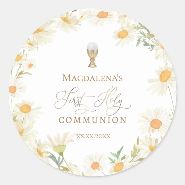 First Holy Communion  Classic Round Sticker (Front)