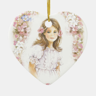First Holy Communion, confirmation  girl Ceramic Tree Decoration