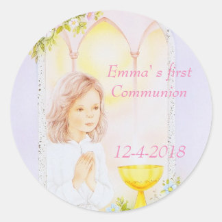 First Holy Communion, confirmation girl Classic Round Sticker