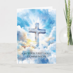 First Holy Communion Cross Sky Blessings Card