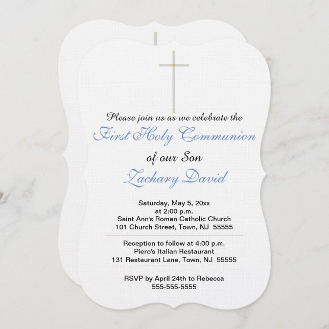 First Holy Communion Cross Son Invitation (Front/Back)