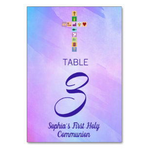 First Holy Communion Cross Symbols - Table Card