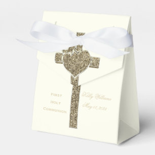 First Holy Communion Cross with Dove and Heart Favour Box