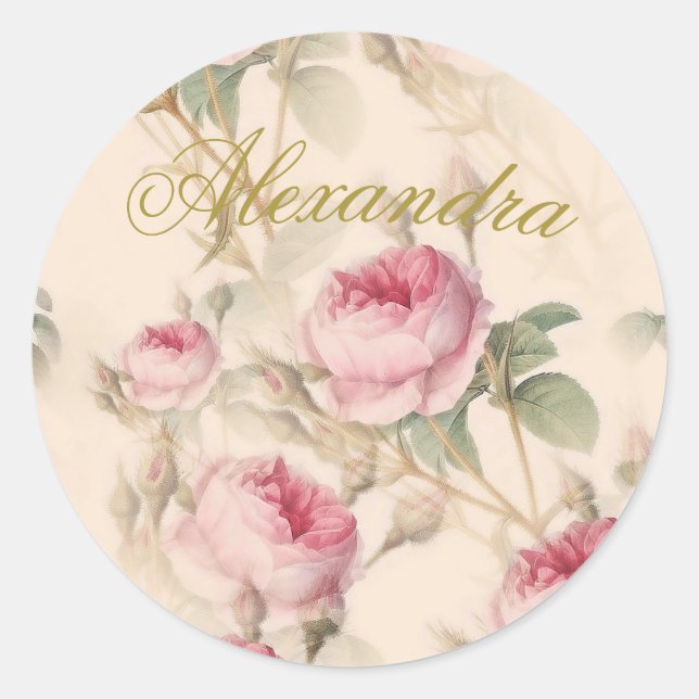 First Holy Communion Custom Gold Colour Rose Classic Round Sticker (Front)
