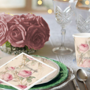 First Holy Communion Custom Silver Colour Rose Napkin