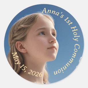 First Holy Communion Customisable Classic Round Sticker