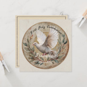 First Holy Communion Dove Vintage Christian Theme Card