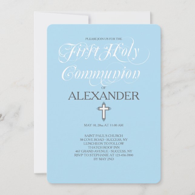 First Holy Communion Elegance YOU PICK COLOR Invitation (Front)