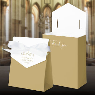 First Holy Communion Elegant Gold Signature Script Favour Box