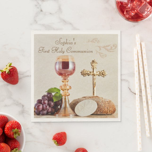First Holy Communion Eucharist Chalice Design Napkin (Insitu)