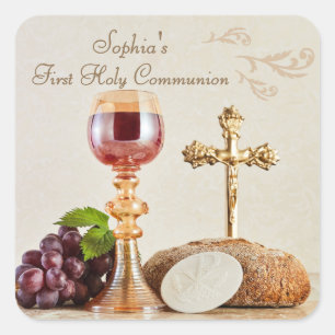 First Holy Communion Eucharist Chalice Design Square Sticker