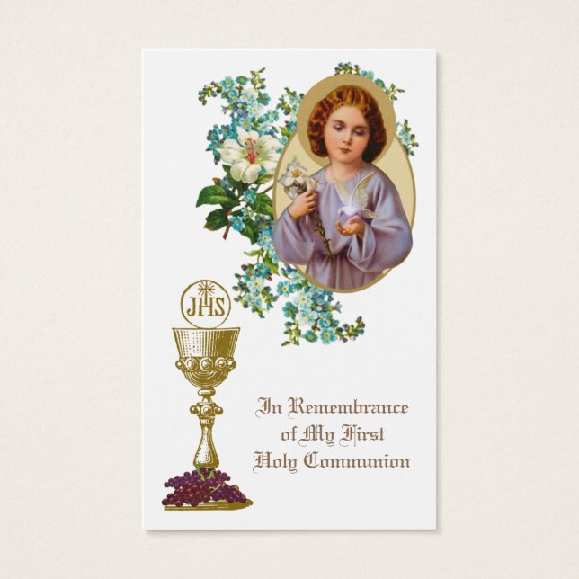 FIRST HOLY COMMUNION EUCHARIST PRAYER HOLY CARD (Front)