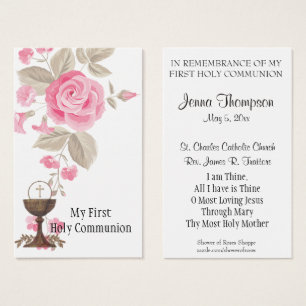 FIRST HOLY COMMUNION EUCHARIST PRAYER HOLY CARD