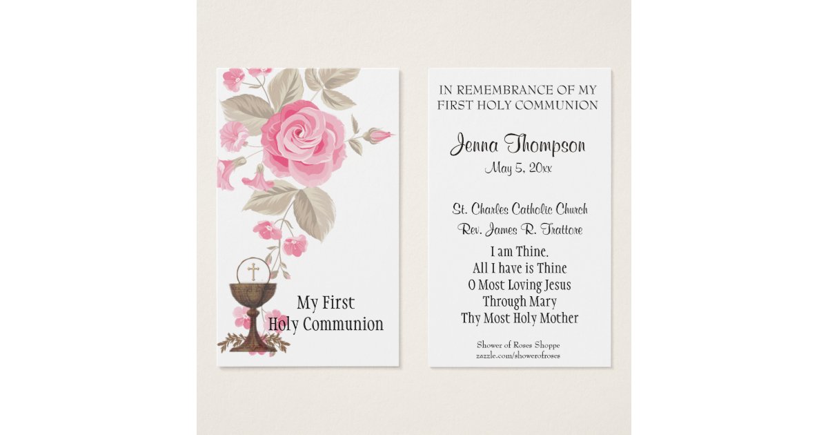 FIRST HOLY COMMUNION EUCHARIST PRAYER HOLY CARD | Zazzle.com.au First Communion Prayers Of The Faithful