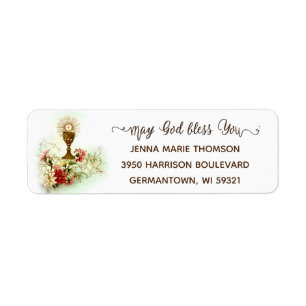 First Holy Communion Eucharist Traditional Return Address Label