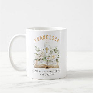 First Holy Communion Floral Bible Religious Coffee Mug