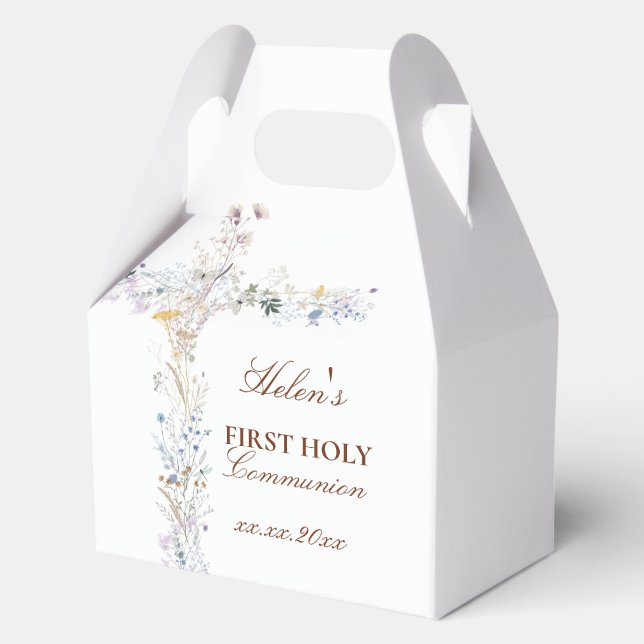 First Holy Communion floral cross Favour Box (Front)