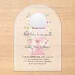 First Holy Communion floral design Acrylic Invitations<br><div class="desc">First Holy Communion acrylic invite</div>