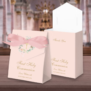 First Holy Communion Floral Garland Blush Pink Favour Box