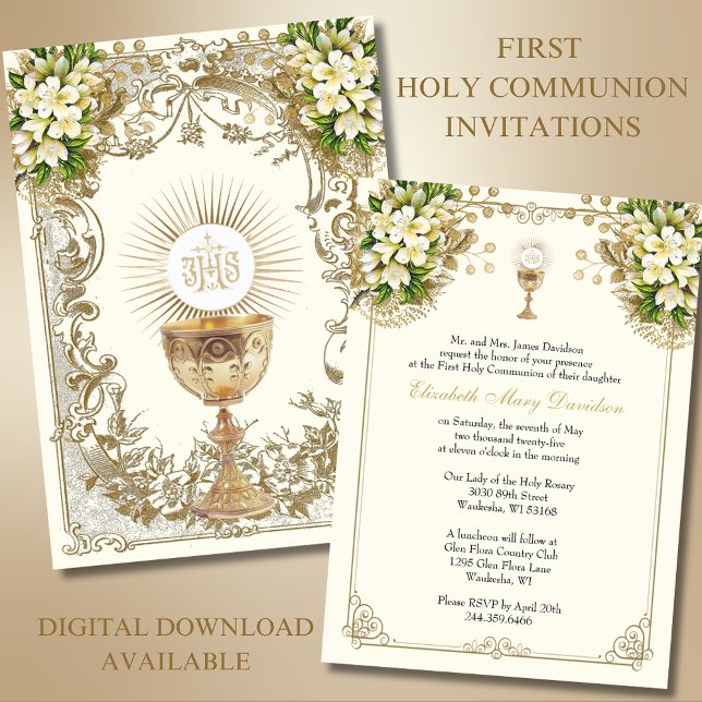  First Holy Communion Floral  Invitation (Creator Uploaded)