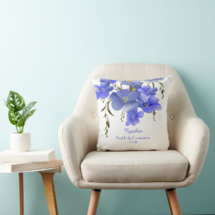 First Holy Communion Floral Personalised Cushion