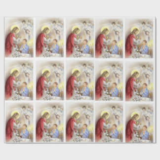 First holy communion for boy wrapping paper