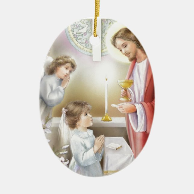 First Holy Communion girl Ceramic Ornament (Front)