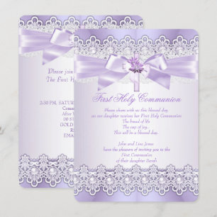 First Holy Communion Girls Lilac Lavender Purple Invitation