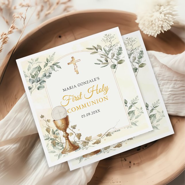 First Holy Communion Gold Cross Napkins (Creator Uploaded)