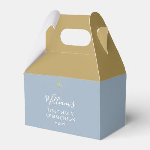 First Holy Communion Gold Dusty Blue Favour Box