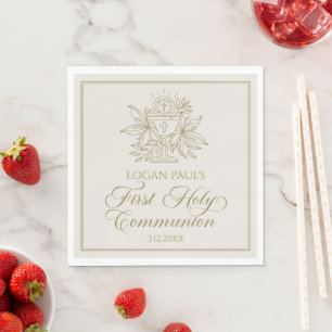 First Holy Communion Gold marfil napkin