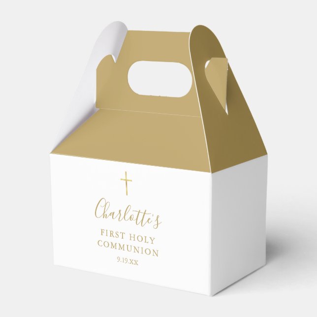 First Holy Communion Gold Signature Script Favour Box (Front Side)