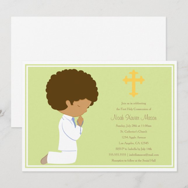 First Holy Communion - Green | Invitation (Front/Back)