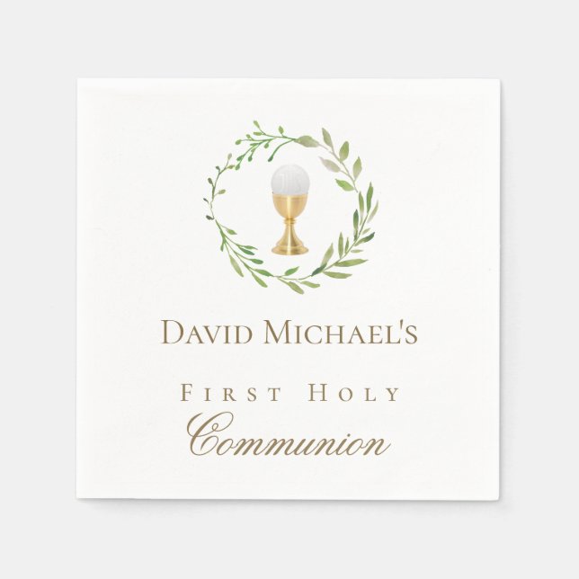 First Holy Communion green wreath  Napkin (Front)