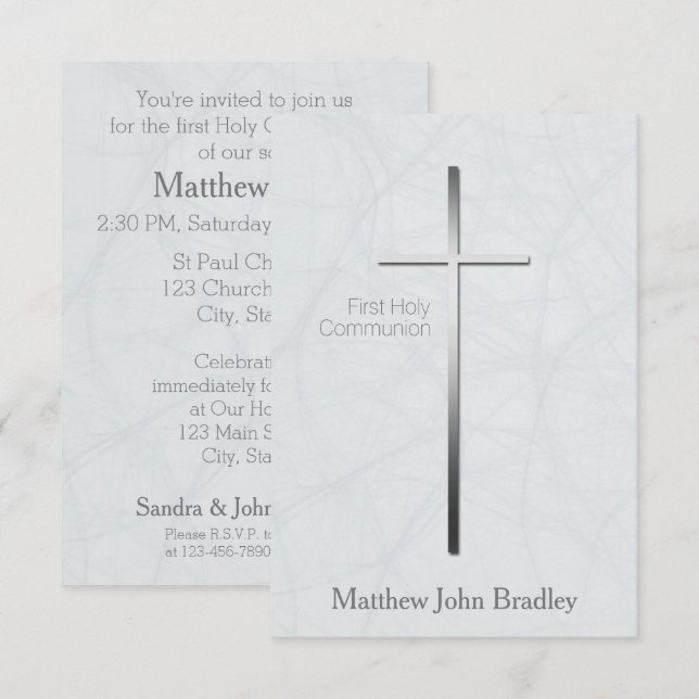 First Holy Communion in Blue Invitation (Front/Back)