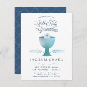First Holy Communion Invitation Boy's Invite
