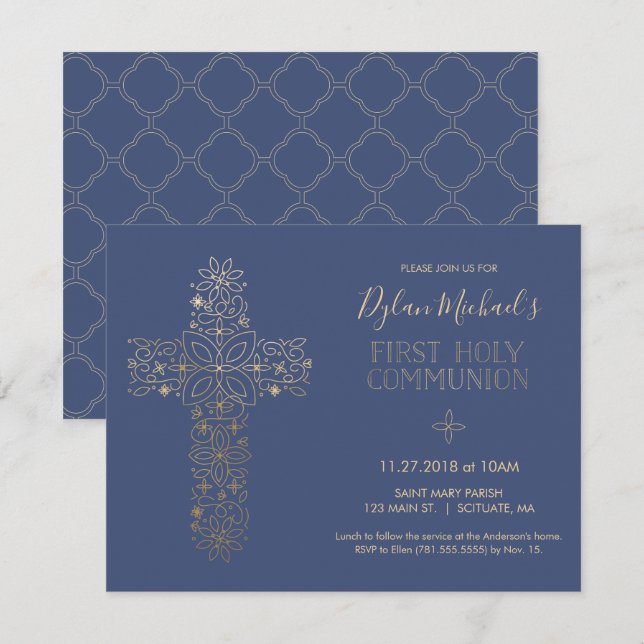 First Holy Communion Invitation, Communion Invite (Front/Back)