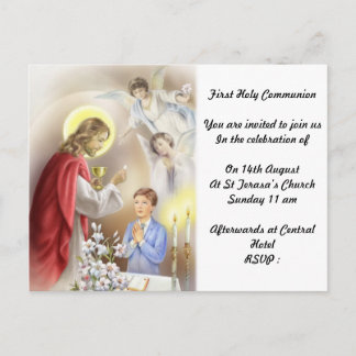 First Holy Communion Invitation for boys Postcard