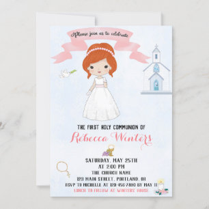 First Holy Communion invitation Girl confirmation