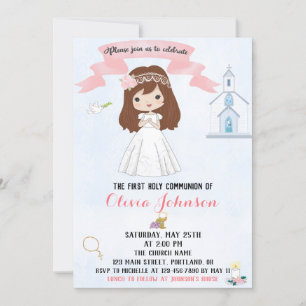 First Holy Communion invitation Girl confirmation