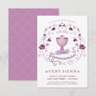 First Holy Communion Invitation Girl's Invite Card