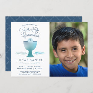 First Holy Communion Invitation - Photo, Boy