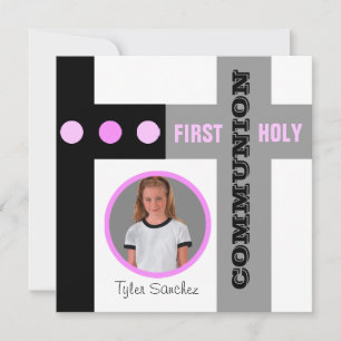 First Holy Communion Invitation Pink