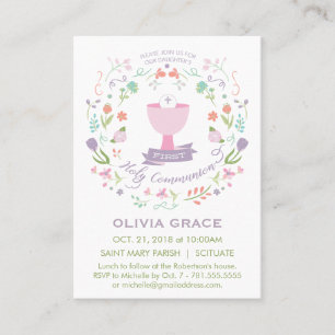 First Holy Communion Invitation, Prayer Card