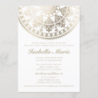 First Holy Communion Invitations Gold Foil Mandala