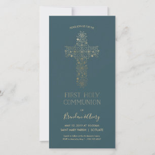 First Holy Communion Invite - Gold, Elegant, Simpl