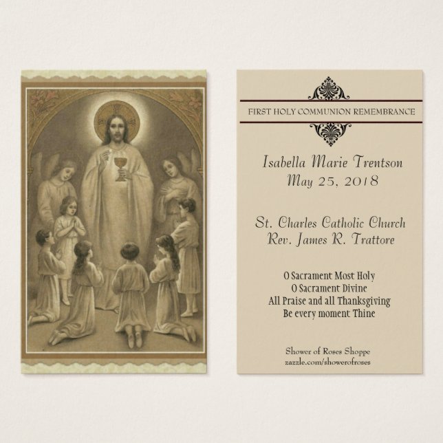 FIRST HOLY COMMUNION JESUS CHILDREN HOLY CARD (Front & Back)