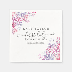 First Holy Communion Lavender Wildflowers Floral Napkin